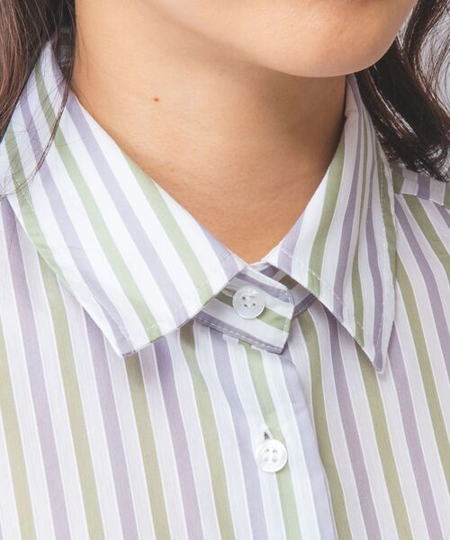 NARACAMICIE / ナラカミーチェ シャツ・ブラウス | 【NARACAMICIE】ストライプボーダー切り替え半袖シャツ | 詳細4