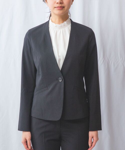 NARACAMICIE / ナラカミーチェ テーラードジャケット | 【NARACAMICIE】【セットアップ対応】合繊ストレッチノーカラージャケット | 詳細11