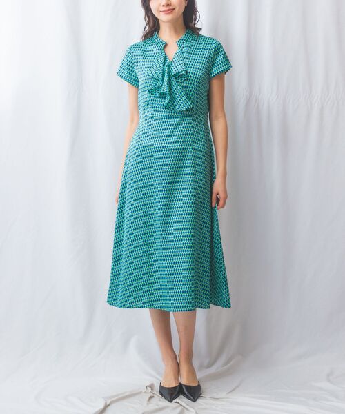 NARACAMICIE / ナラカミーチェ ロング・マキシ丈ワンピース | 【NALACARA】変形S柄ワンピース(グリーン)