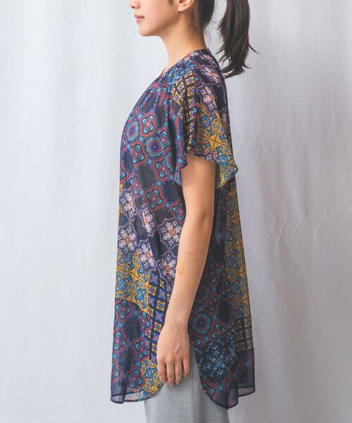 NARACAMICIE / ナラカミーチェ シャツ・ブラウス | 【NARACAMICIE】タイル柄シフォンテントライン半袖ブラウス | 詳細3