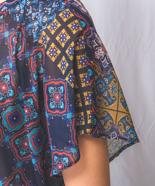 NARACAMICIE / ナラカミーチェ シャツ・ブラウス | 【NARACAMICIE】タイル柄シフォンテントライン半袖ブラウス | 詳細7