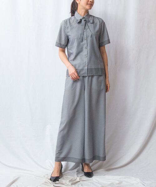 NARACAMICIE / ナラカミーチェ シャツ・ブラウス | 【NARACAMICIE】【セットアップ対応】幾何柄ボウタイ半袖ブラウス | 詳細12