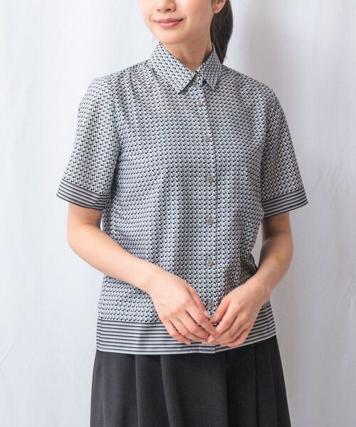 NARACAMICIE / ナラカミーチェ シャツ・ブラウス | 【NARACAMICIE】【セットアップ対応】幾何柄ボウタイ半袖ブラウス | 詳細2