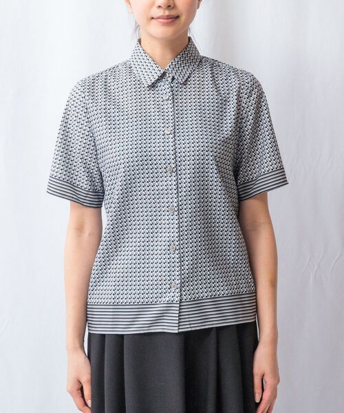 NARACAMICIE / ナラカミーチェ シャツ・ブラウス | 【NARACAMICIE】【セットアップ対応】幾何柄ボウタイ半袖ブラウス | 詳細3