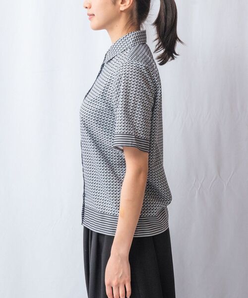NARACAMICIE / ナラカミーチェ シャツ・ブラウス | 【NARACAMICIE】【セットアップ対応】幾何柄ボウタイ半袖ブラウス | 詳細4