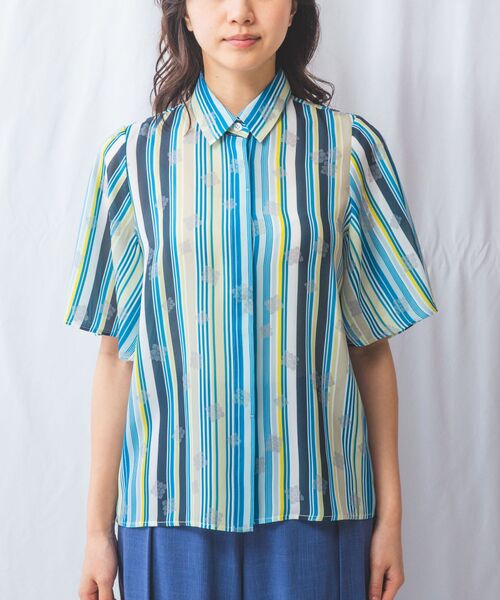 NARACAMICIE / ナラカミーチェ シャツ・ブラウス | 【NARACAMICIE】GENIUS マルチストライプ半袖ブラウス | 詳細5