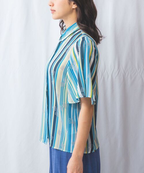 NARACAMICIE / ナラカミーチェ シャツ・ブラウス | 【NARACAMICIE】GENIUS マルチストライプ半袖ブラウス | 詳細6