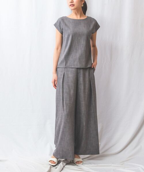 NARACAMICIE】【セットアップ対応】シャンブレー半袖ブラウス