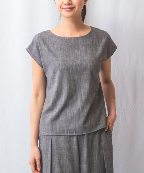 NARACAMICIE/ナラカミーチェ 【NARACAMICIE】【セットアップ対応】シャンブレー半袖ブラウス ブラックシャンブレー 1(M)9号