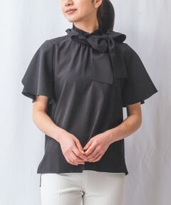 【NARACAMICIE】NERO　リボン半袖ブラウス