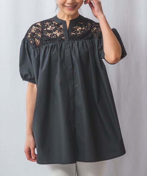 NARACAMICIE / ナラカミーチェ シャツ・ブラウス | 【NARACAMICIE】シャンブレー半袖ブラウス(ブラック)