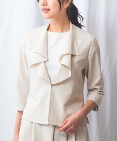 NARACAMICIE / ナラカミーチェ テーラードジャケット | 【NARACAMICIE】【セットアップ対応】麻調合繊フリルジャケット