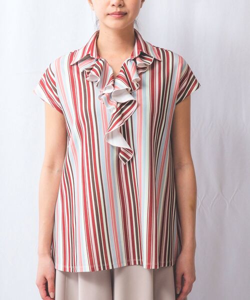 NARACAMICIE / ナラカミーチェ カットソー | 【NARACAMICIE】マルチストライプフリルカットソー | 詳細1