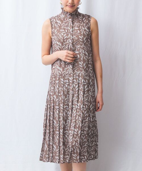 NARACAMICIE / ナラカミーチェ ロング・マキシ丈ワンピース | 【NARACAMICIE】リーフプリントプリーツワンピース | 詳細1