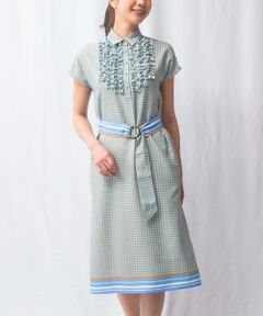 NARACAMICIE / ナラカミーチェ ロング・マキシ丈ワンピース | 【NARACAMICIE】幾何プリントフリルワンピース