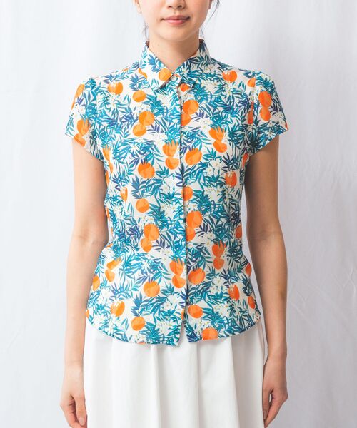 NARACAMICIE / ナラカミーチェ シャツ・ブラウス | 【NARACAMICIE】フルーツ柄シフォン半袖シャツ | 詳細1