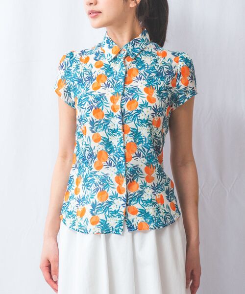NARACAMICIE / ナラカミーチェ シャツ・ブラウス | 【NARACAMICIE】フルーツ柄シフォン半袖シャツ | 詳細4