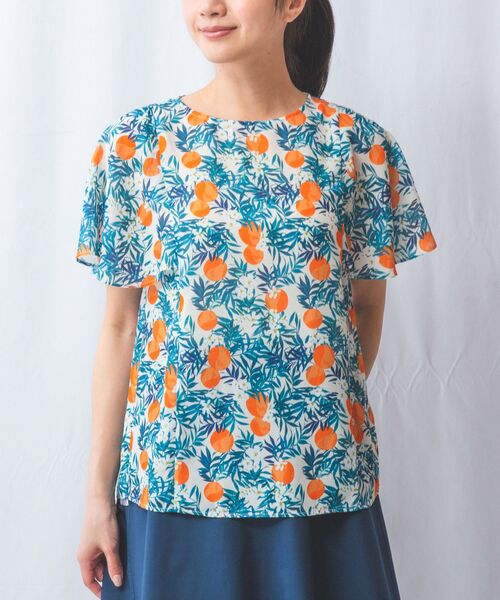 NARACAMICIE / ナラカミーチェ シャツ・ブラウス | 【NARACAMICIE】フルーツ柄シフォン半袖プルオーバー | 詳細1