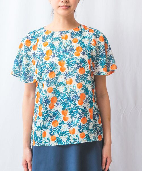 NARACAMICIE / ナラカミーチェ シャツ・ブラウス | 【NARACAMICIE】フルーツ柄シフォン半袖プルオーバー | 詳細2