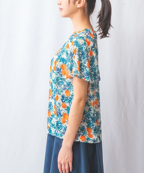 NARACAMICIE / ナラカミーチェ 【NARACAMICIE】フルーツ柄シフォン半袖プルオーバー NARACAMICIE】フルーツ柄シフォン半袖プルオーバー （シャツ
