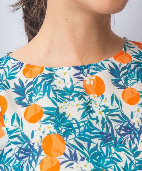 NARACAMICIE / ナラカミーチェ シャツ・ブラウス | 【NARACAMICIE】フルーツ柄シフォン半袖プルオーバー | 詳細5