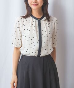 NARACAMICIE / ナラカミーチェ シャツ・ブラウス | 【NARACAMICIE】プリントブロード配色半袖ブラウス