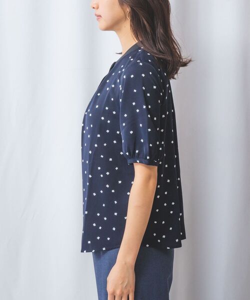 NARACAMICIE / ナラカミーチェ シャツ・ブラウス | 【NARACAMICIE】プリントブロード配色半袖ブラウス | 詳細12