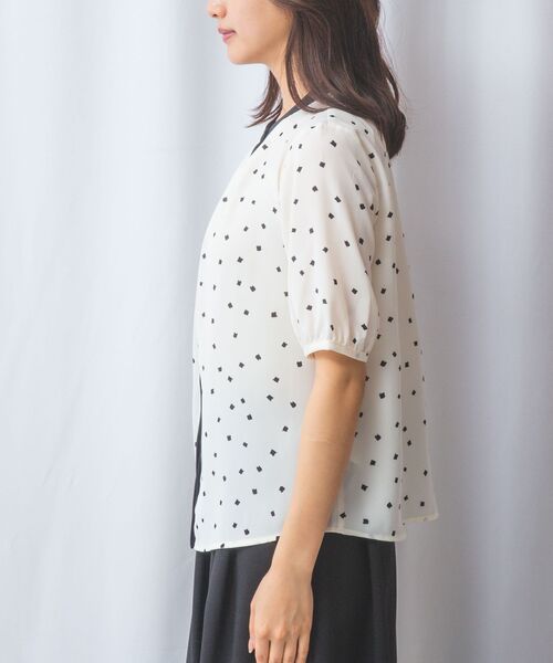 NARACAMICIE / ナラカミーチェ シャツ・ブラウス | 【NARACAMICIE】プリントブロード配色半袖ブラウス | 詳細2