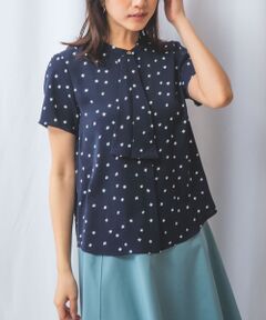 NARACAMICIE / ナラカミーチェ シャツ・ブラウス | 【NARACAMICIE】プリントブロードラッフル半袖ブラウス