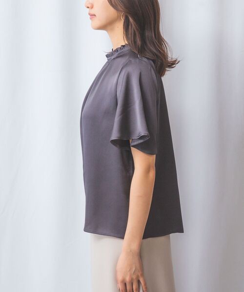 NARACAMICIE / ナラカミーチェ シャツ・ブラウス | 【NARACAMICIE】シボサテン衿フリルギャザー半袖ブラウス | 詳細12