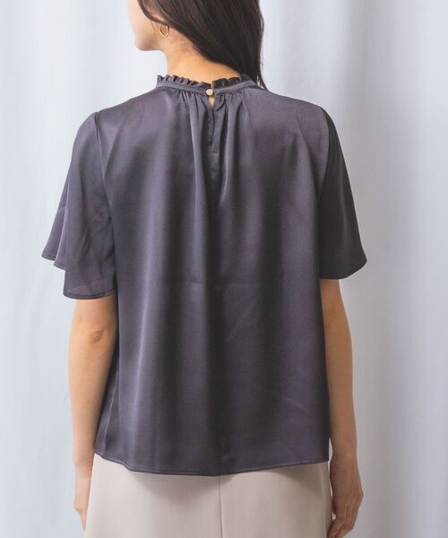 NARACAMICIE / ナラカミーチェ シャツ・ブラウス | 【NARACAMICIE】シボサテン衿フリルギャザー半袖ブラウス | 詳細13