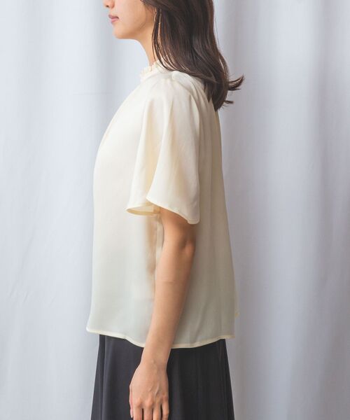 NARACAMICIE / ナラカミーチェ シャツ・ブラウス | 【NARACAMICIE】シボサテン衿フリルギャザー半袖ブラウス | 詳細2