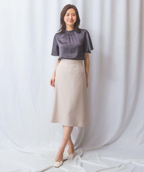 NARACAMICIE / ナラカミーチェ シャツ・ブラウス | 【NARACAMICIE】シボサテン衿フリルギャザー半袖ブラウス | 詳細20