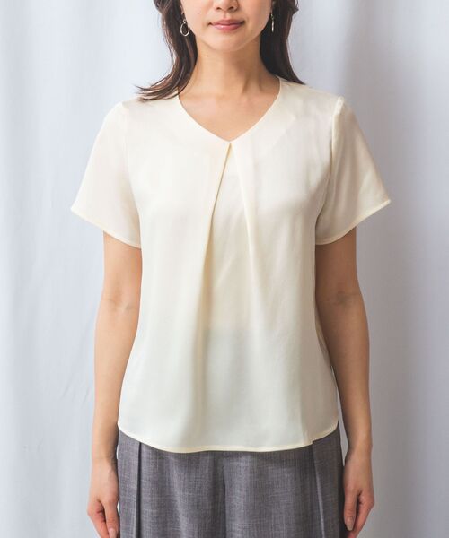NARACAMICIE / ナラカミーチェ シャツ・ブラウス | 【NARACAMICIE】シボサテンタック半袖ブラウス | 詳細1