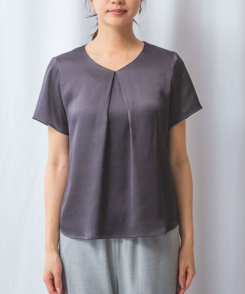 NARACAMICIE / ナラカミーチェ シャツ・ブラウス | 【NARACAMICIE】シボサテンタック半袖ブラウス | 詳細12