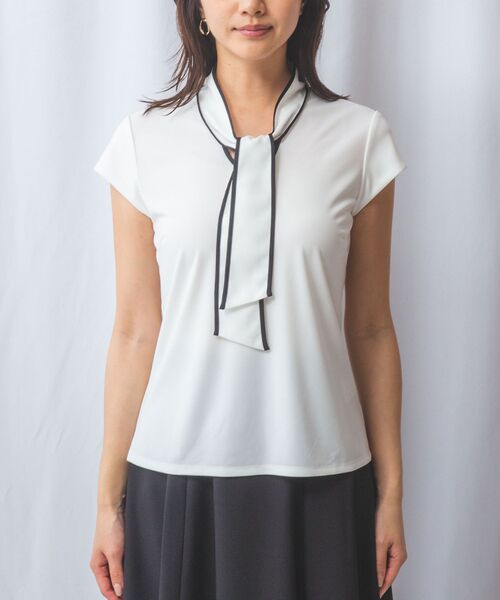 NARACAMICIE / ナラカミーチェ カットソー | 【NARACAMICIE】強撚スムースボウタイカットソー | 詳細1