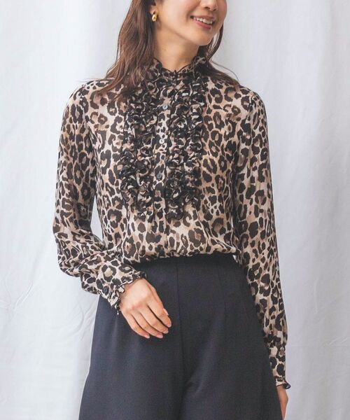NARACAMICIE / ナラカミーチェ シャツ・ブラウス | 【NARACAMICIE】ヒョウ柄フリル長袖ブラウス | 詳細1