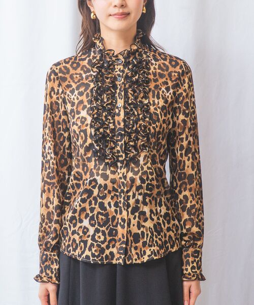 NARACAMICIE / ナラカミーチェ シャツ・ブラウス | 【NARACAMICIE】ヒョウ柄フリル長袖ブラウス | 詳細13