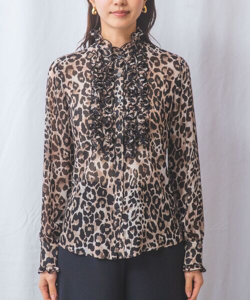 NARACAMICIE / ナラカミーチェ シャツ・ブラウス | 【NARACAMICIE】ヒョウ柄フリル長袖ブラウス | 詳細2