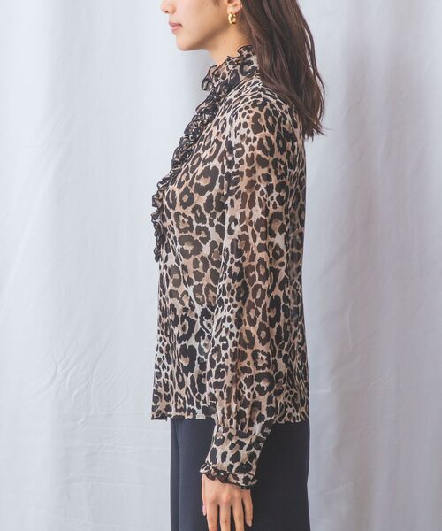 NARACAMICIE / ナラカミーチェ シャツ・ブラウス | 【NARACAMICIE】ヒョウ柄フリル長袖ブラウス | 詳細3