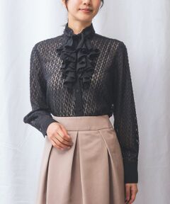 NARACAMICIE / ナラカミーチェ シャツ・ブラウス | 【NARACAMICIE】カットジャガードフリル長袖ブラウス