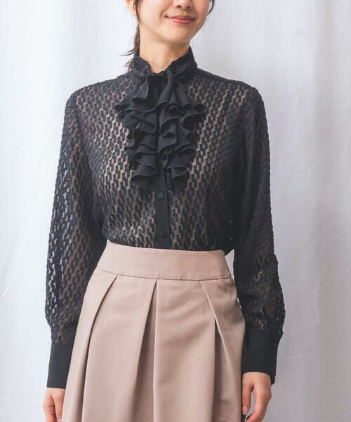 NARACAMICIE / ナラカミーチェ シャツ・ブラウス | 【NARACAMICIE】カットジャガードフリル長袖ブラウス | 詳細13