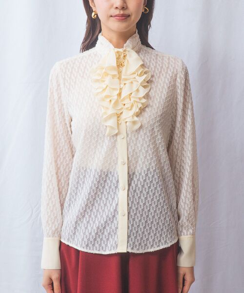 NARACAMICIE / ナラカミーチェ シャツ・ブラウス | 【NARACAMICIE】カットジャガードフリル長袖ブラウス | 詳細2
