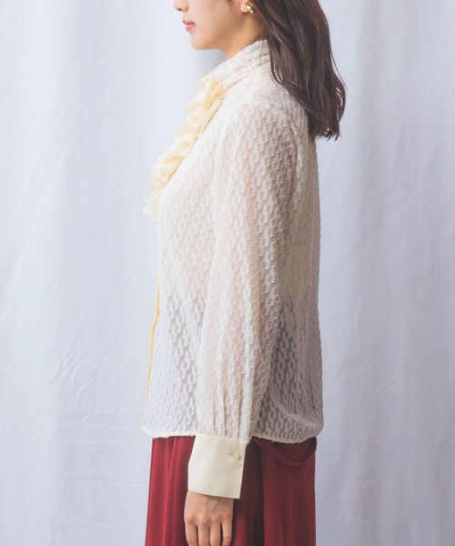 NARACAMICIE / ナラカミーチェ シャツ・ブラウス | 【NARACAMICIE】カットジャガードフリル長袖ブラウス | 詳細3