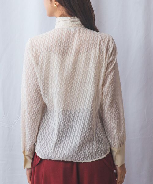 NARACAMICIE / ナラカミーチェ シャツ・ブラウス | 【NARACAMICIE】カットジャガードフリル長袖ブラウス | 詳細4