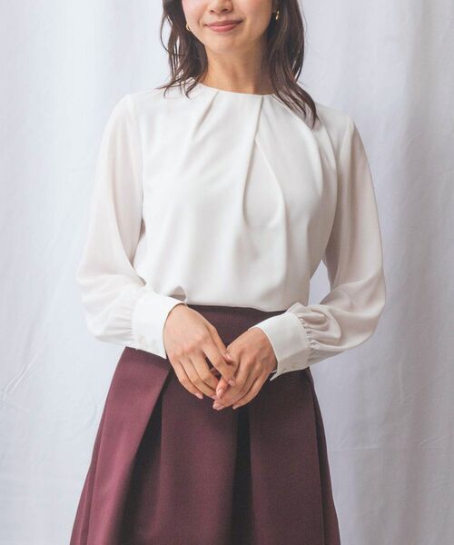 NARACAMICIE / ナラカミーチェ シャツ・ブラウス | 【NARACAMICIE】ジョーゼットデザインタック長袖ブラウス | 詳細1