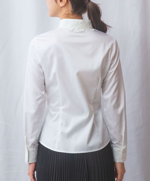 NARACAMICIE / ナラカミーチェ シャツ・ブラウス | 【NARACAMICIE】ツイルレースカラー＆カフス長袖シャツ | 詳細4