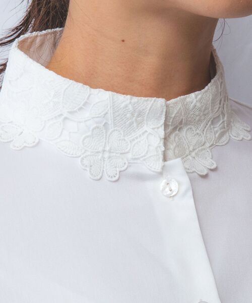 NARACAMICIE / ナラカミーチェ シャツ・ブラウス | 【NARACAMICIE】ツイルレースカラー＆カフス長袖シャツ | 詳細5