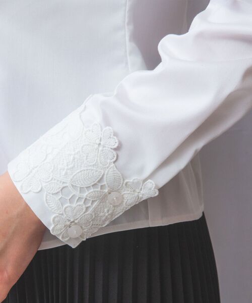 NARACAMICIE / ナラカミーチェ シャツ・ブラウス | 【NARACAMICIE】ツイルレースカラー＆カフス長袖シャツ | 詳細8