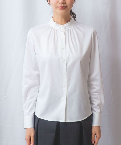 NARACAMICIE / ナラカミーチェ シャツ・ブラウス | 【NARACAMICIE】ツイルピコレースカラー長袖シャツ | 詳細1